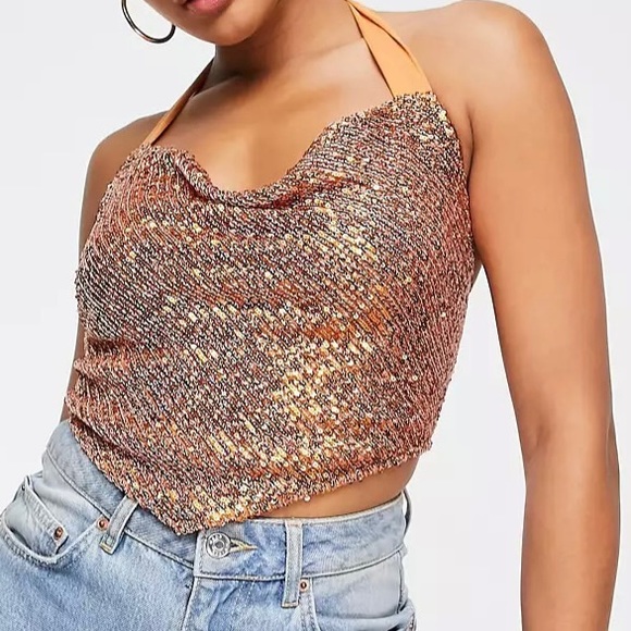 ASOS Tops - ASOS DESIGN SEQUIN COWL NECK SCARF HEM CAMI